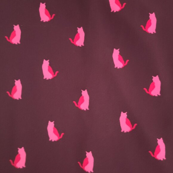 Ann Taylor Loft Cat Print Shift Dress Burgundy and Red EUC Size M - Picture 3 of 5